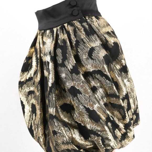 Zara Womens Metallic Gold Black Bubble Mini Skirt - Picture 3 of 8